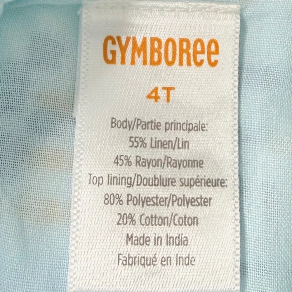 Gymboree Dress Kids 4T Blue Excellent Linen Blend Mediterranean Vacation Tiered